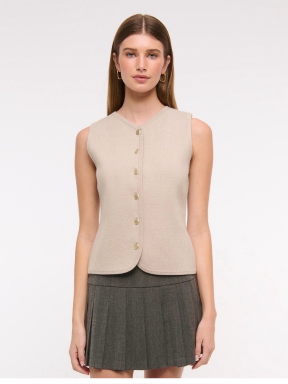 Abercrombie Mara LuxeLoft sweater vest in a taupe